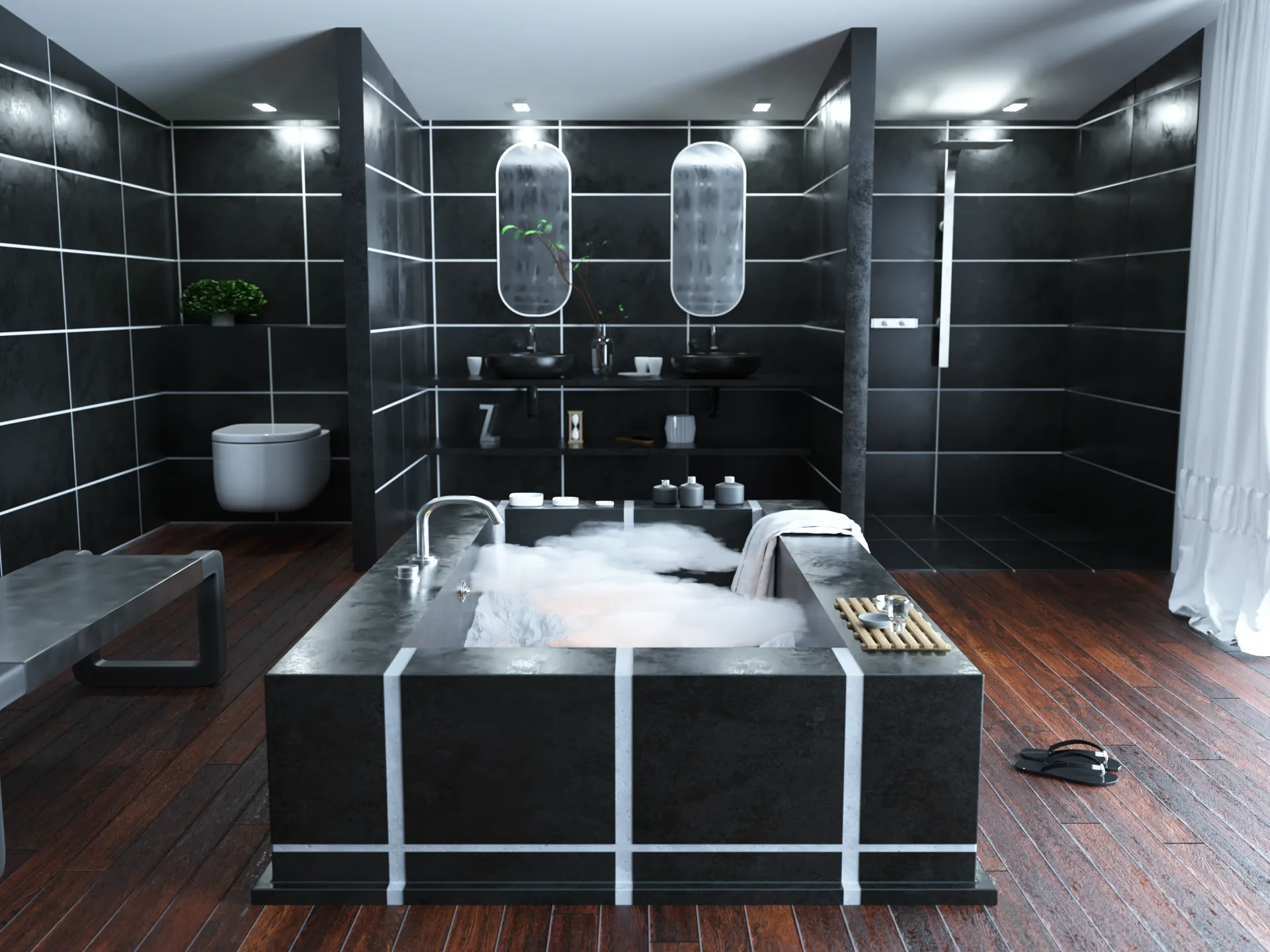 Interior: Bad und Wohnraum