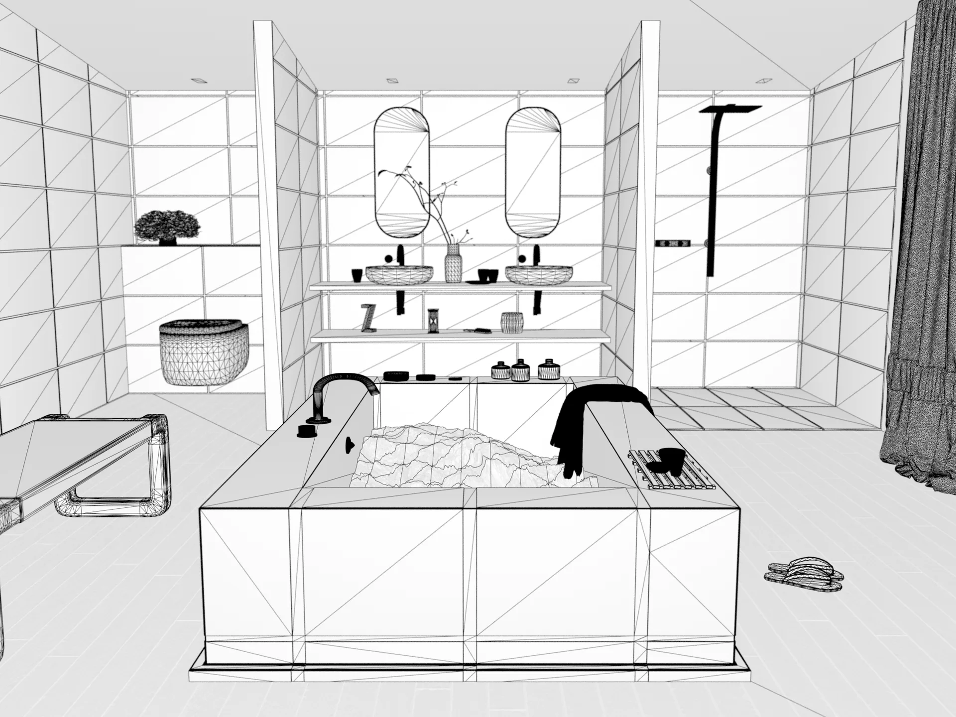 Interior: Bad und Wohnraum